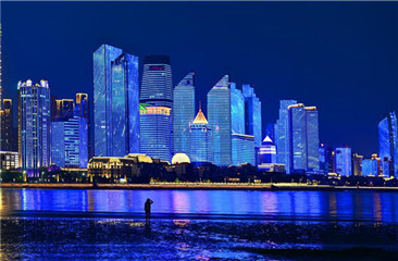 Night view of Qingdao, host city of upcoming SCO summit