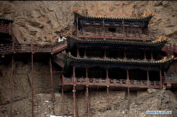 Hanging Temple built upon crags of Hengshan Mountain in N China