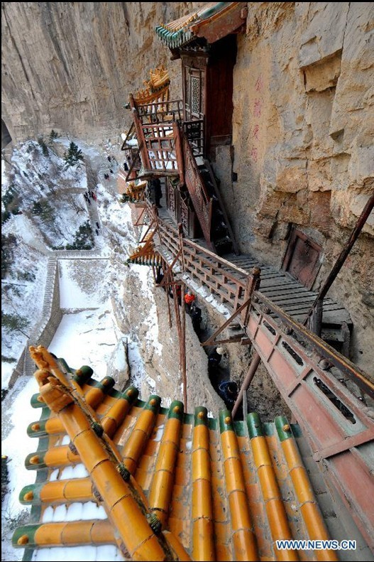 Hanging Temple built upon crags of Hengshan Mountain in N China