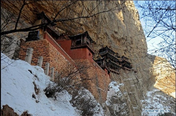 Hanging Temple built upon crags of Hengshan Mountain in N China