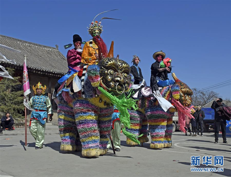 Beast stilts performance in rural Shanxi