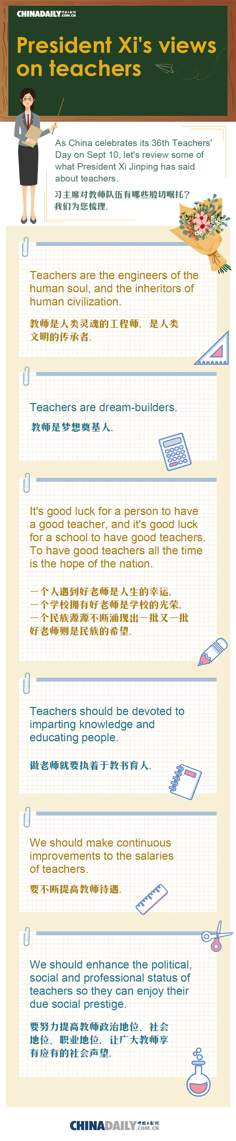 Xi extends Teachers' Day greetings to teachers