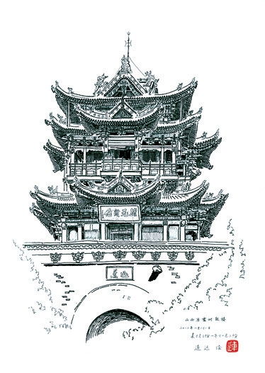 Shanxi historic building sketches all the rage on China's social media