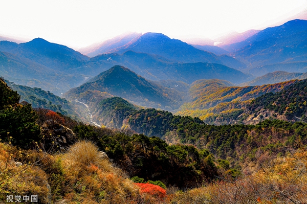 Mount Tai turns red and gold during autumn