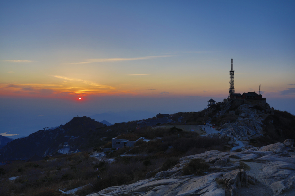 Spectacular view of Mount Tai at sunset