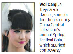 Spring Festival gala's spinning girl causes a stir