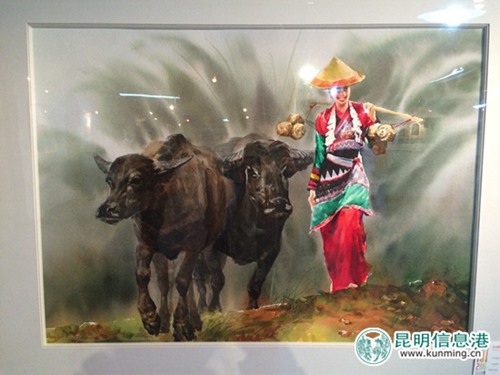 Watercolor masters display paintings in Kunming
