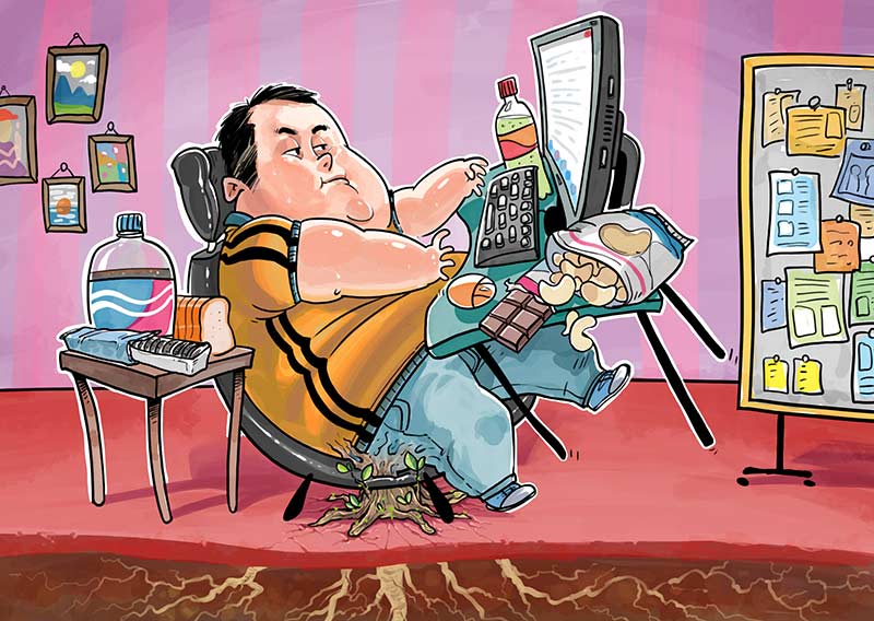 Obesity due to overwork