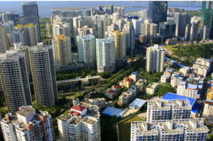 A bird's-eye view of the coastal city Haikou