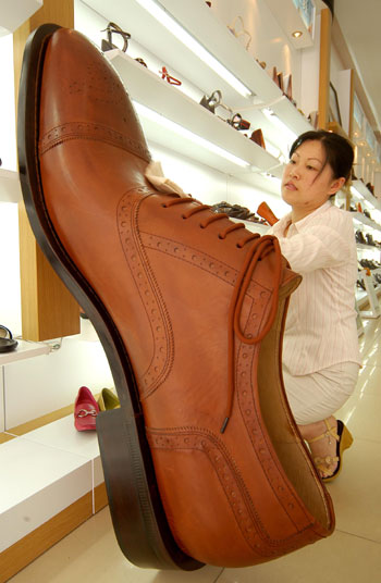 Huge shoe displayed