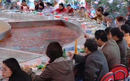 Huge hot pot in Chengdu