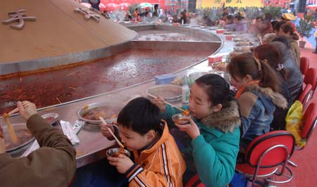 Huge hot pot in Chengdu