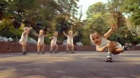 Babies show roller-skating stunts in online video