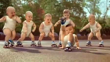 Babies show roller-skating stunts in online video