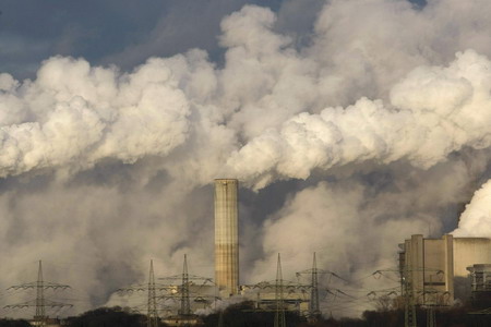 Steam billiowing from power plants in Germany