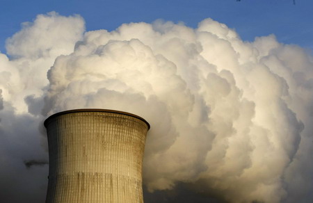 Steam billiowing from power plants in Germany