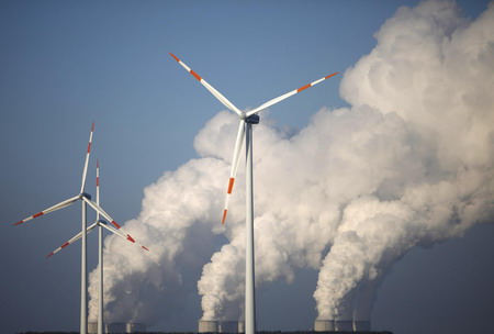 Steam billiowing from power plants in Germany