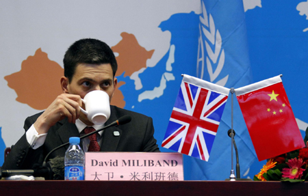David Miliband in China for talks