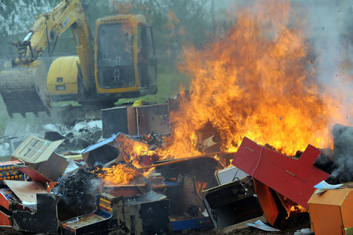 Illegal materials torched to protect property rights