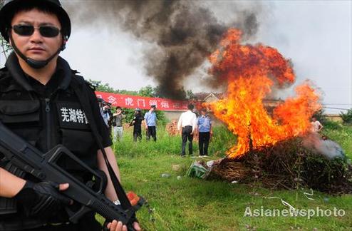 Drugs burned in East China