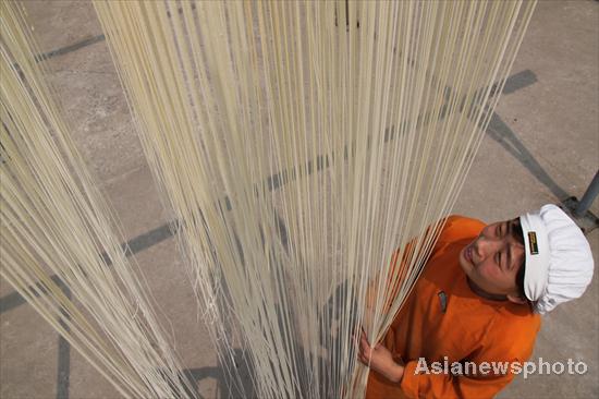 Thin hollow noodles are pride of village