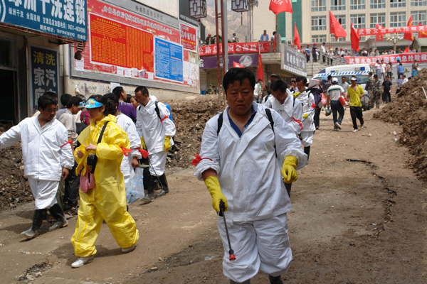 Disinfection begins in landslide-hit area
