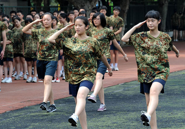 Students in military training