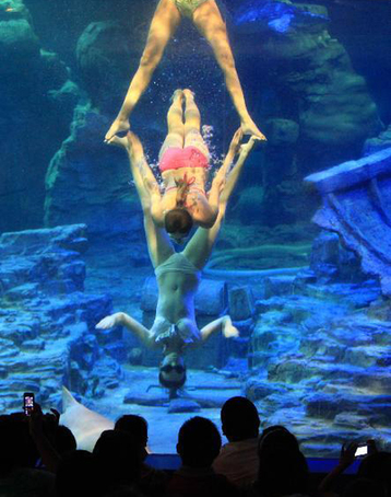 Russian swimmers perform underwater ballet in Wuhan