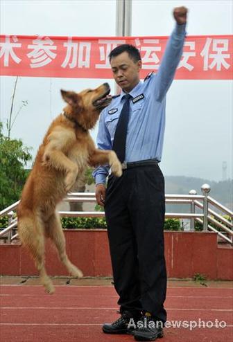 20 sniffer dogs leave for Guangzhou Asian Games