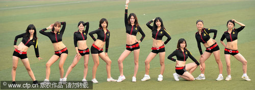 Cheerleaders training in Central China