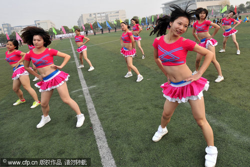 Cheerleaders training in Central China