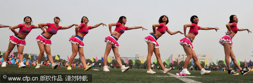 Cheerleaders training in Central China