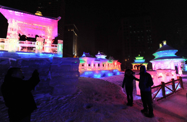 Harbin illuminated by ice lanterns