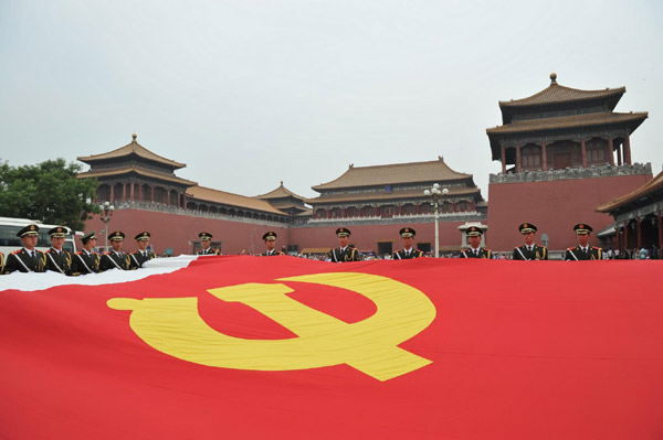 Huge hand-sewn CPC flag a gift for anniversary