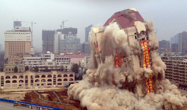 An explosive end to city landmark