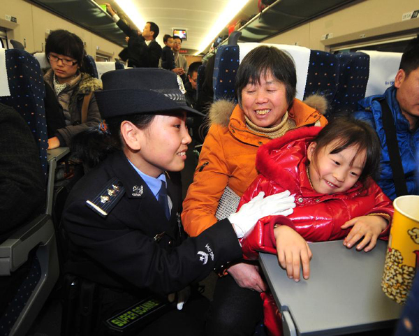 Policewomen undertake security duties on railway