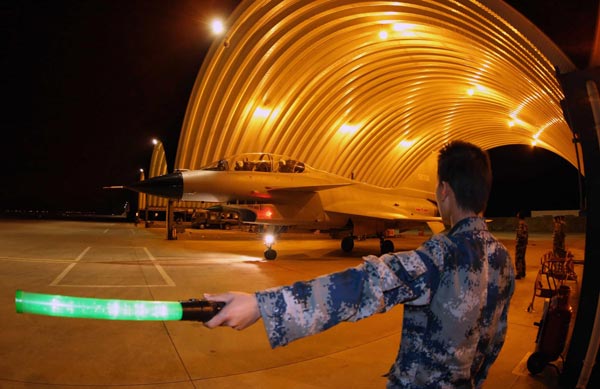 China's J-10 jets practice night flight