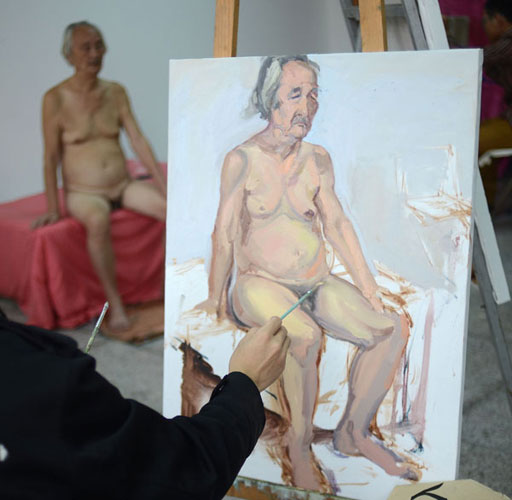Nude modelling art in Tainan