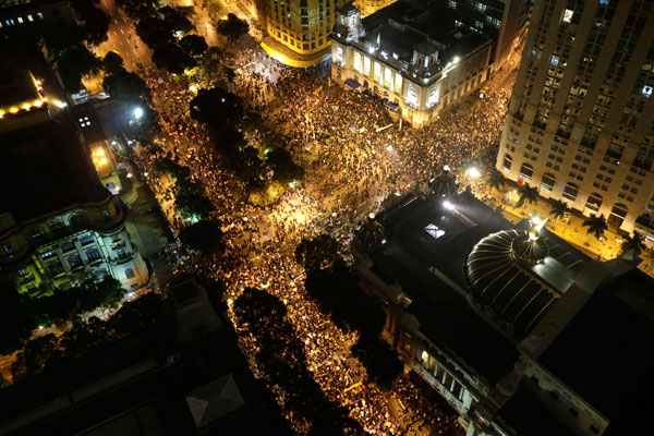 Protest to support teachers' strike in Brazil