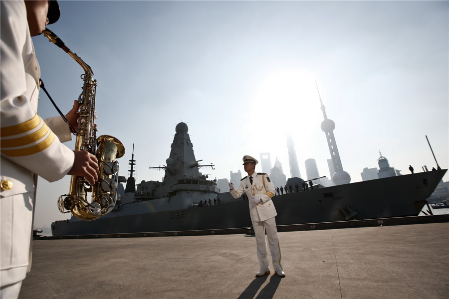 British Navy ship docks in Shanghai