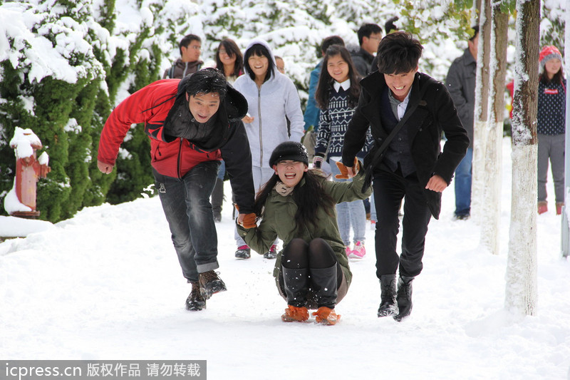 Snow hits SW China's Yunnan province