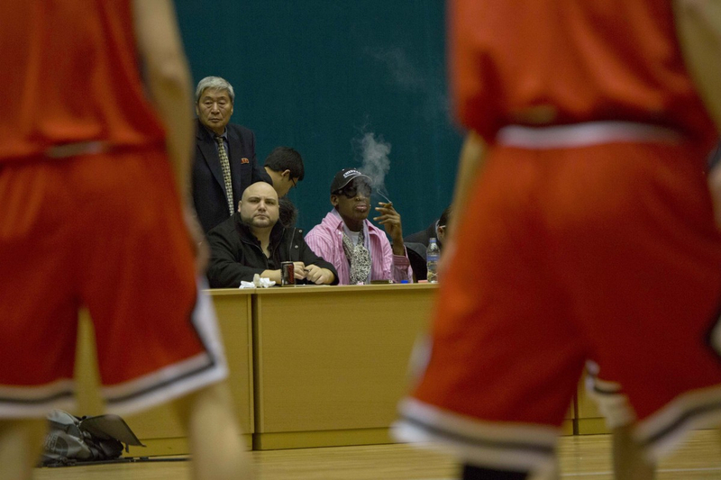 Rodman trains basketball players in DPRK