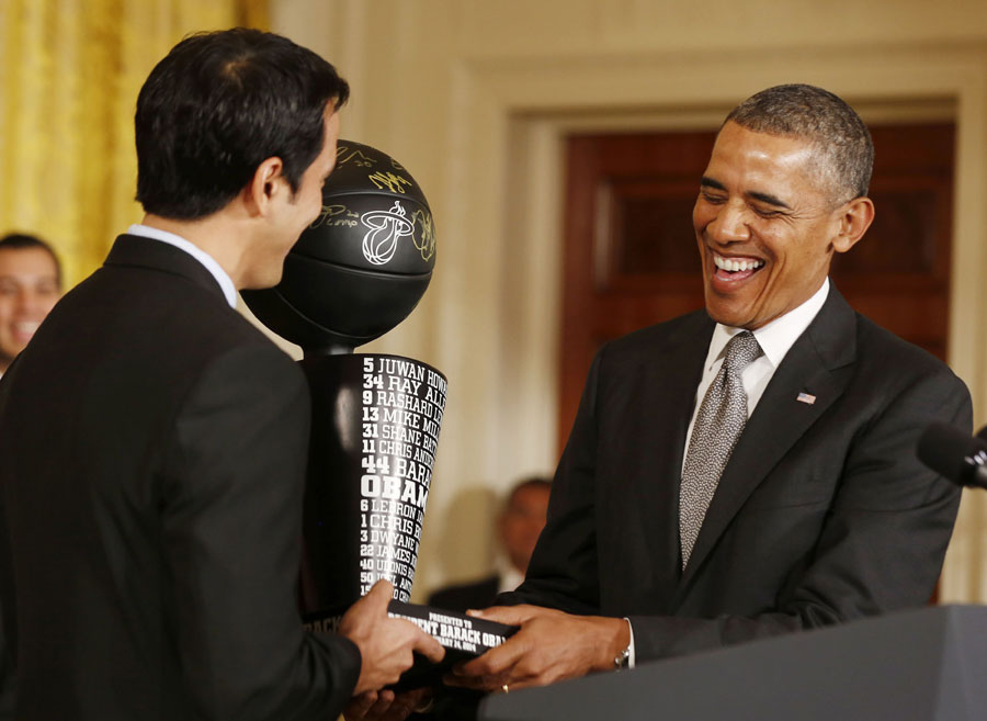 President Obama hosts Heat in White House