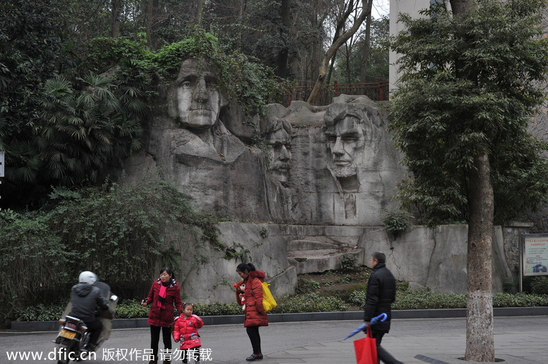 'Mount Rushmore' in China grows green hair