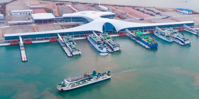 Ferries dock at Xuwen Port in Zhanjiang