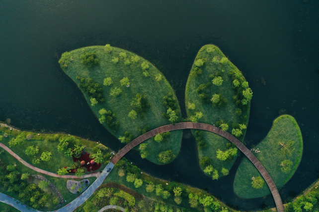 Picturesque aerial view of the Chongming Island