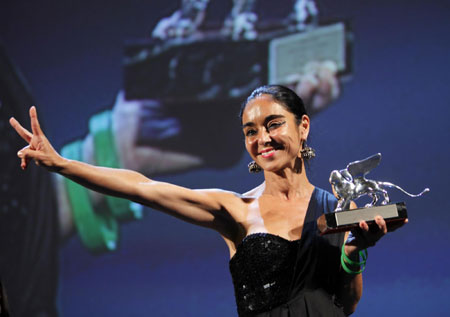 Shirin Neshat receives a Silver Lion for Best Director during the closing ceremony of the 66th Venice