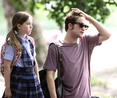 Robert Pattinson on set of movie 