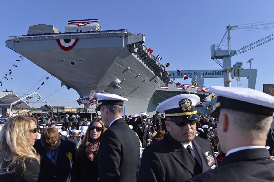 US Navy christens next generation of aircraft carrier