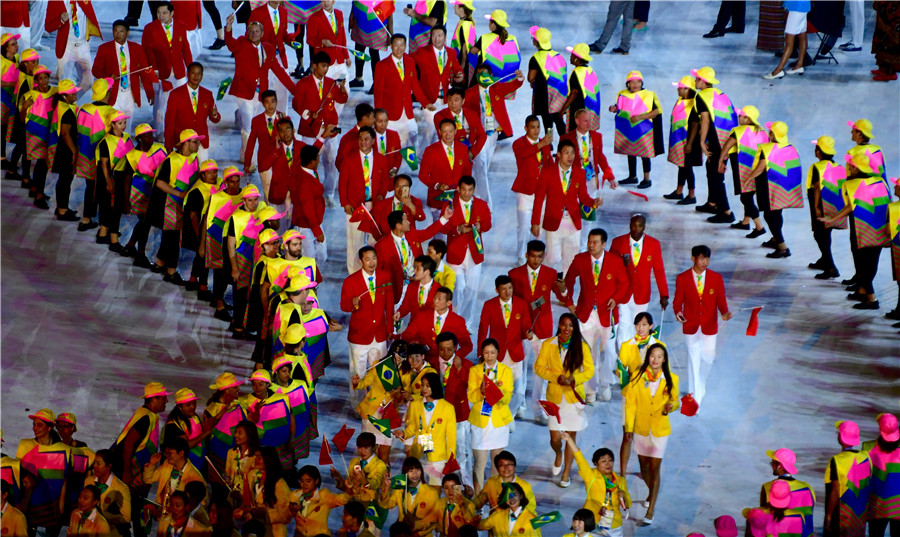 Athletes march at Olympic Opening Ceremony